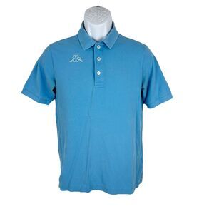 Kappa Polo Shirt Men Small Blue Short Sleeve Collared Solid Logo Tee